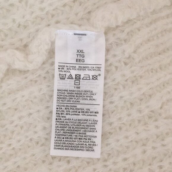 Old Navy Chunky Sweater Open Knit Chunky Crew Ivory Wool Blend - Picture 13 of 16